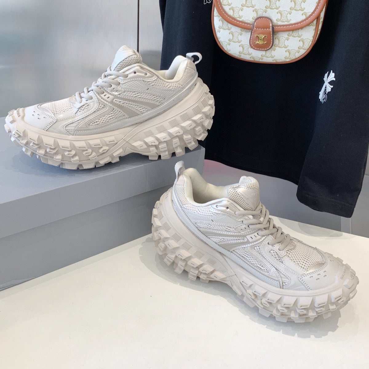 CHUNKY SNEAKERS IN BONE BEIGE POLYURETHANE, POLYESTER AND NYLON
