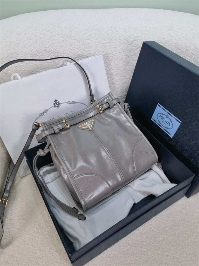 Prada bonnie leather mini shoulder bag grey