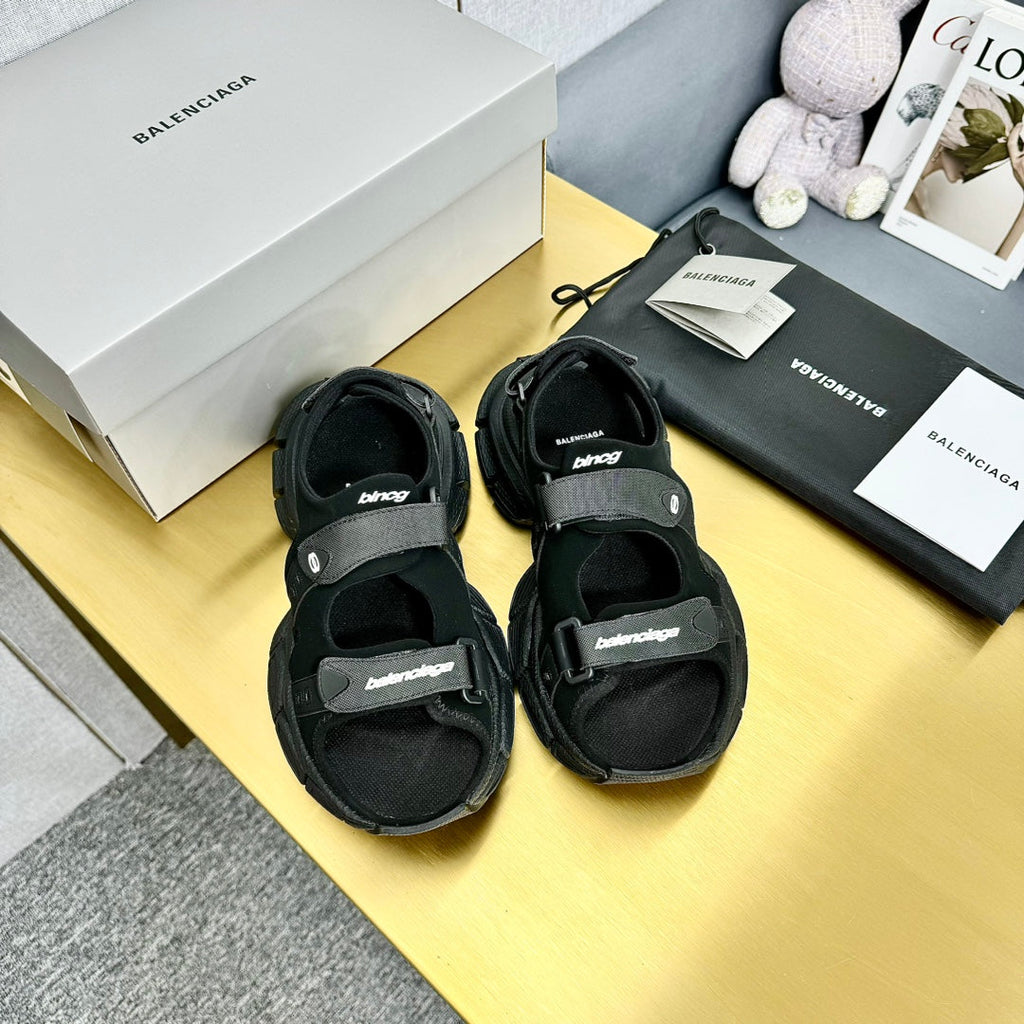3XL SPORTY SANDALS IN BLACK POLYURETHANE, POLYESTER AND TPU